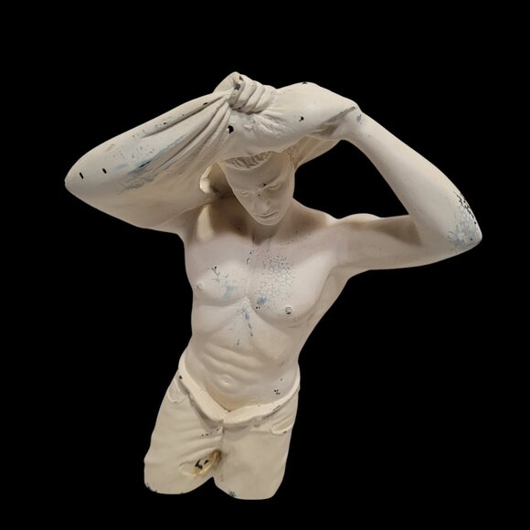 Man's Torso Sculpture Statue Signed Oliver Tupton Muscular Sexy Vintage College - Picture 15 of 15